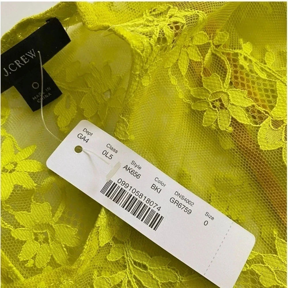 NEW J Crew 3/4 sleeve Chantilly lace dress Whimsigoth bright kiwi Victorian - Picture 14 of 16